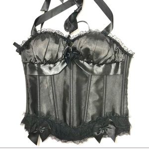 Alivila Y Fashion Black Satin & Lace Trim Corset